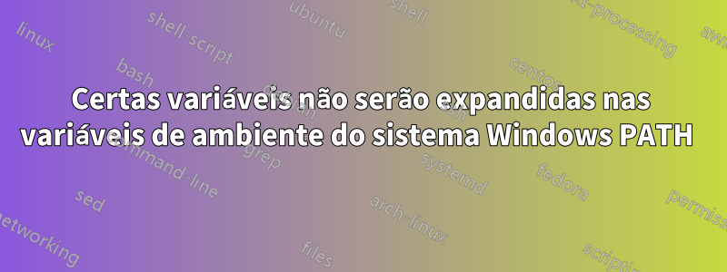 Certas variáveis ​​não serão expandidas nas variáveis ​​de ambiente do sistema Windows PATH 