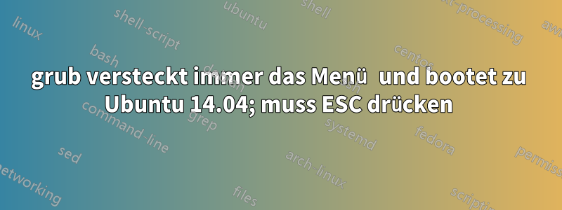 grub versteckt immer das Menü und bootet zu Ubuntu 14.04; muss ESC drücken