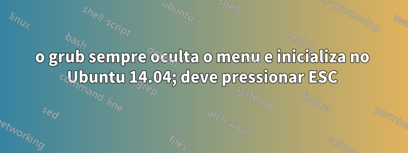 o grub sempre oculta o menu e inicializa no Ubuntu 14.04; deve pressionar ESC