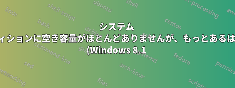 システム パーティションに空き容量がほとんどありませんが、もっとあるはずです (Windows 8.1)