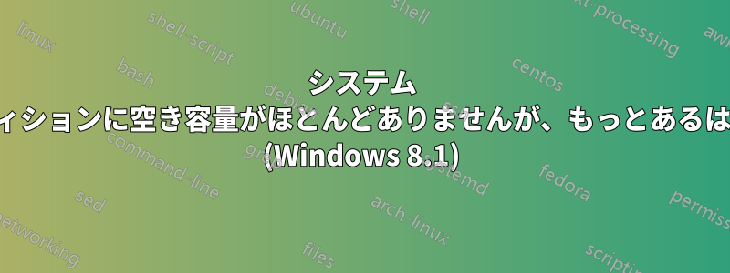 システム パーティションに空き容量がほとんどありませんが、もっとあるはずです (Windows 8.1)