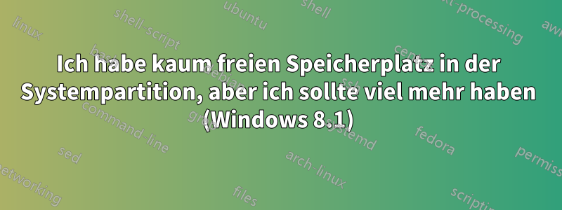 Ich habe kaum freien Speicherplatz in der Systempartition, aber ich sollte viel mehr haben (Windows 8.1)