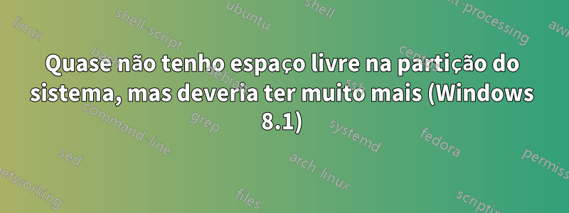 Quase não tenho espaço livre na partição do sistema, mas deveria ter muito mais (Windows 8.1)