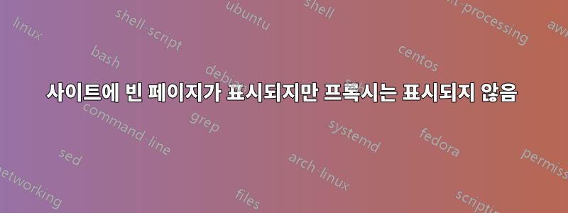 사이트에 빈 페이지가 표시되지만 프록시는 표시되지 않음