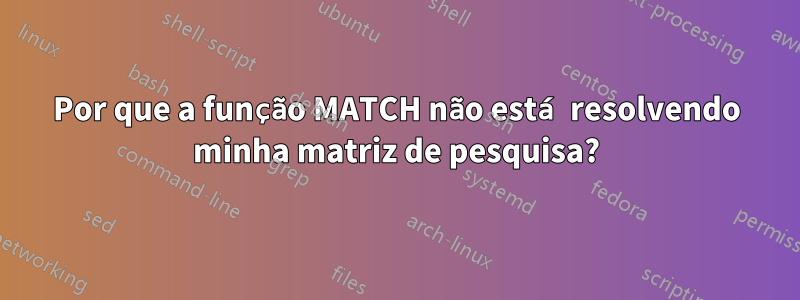 Por que a função MATCH não está resolvendo minha matriz de pesquisa?