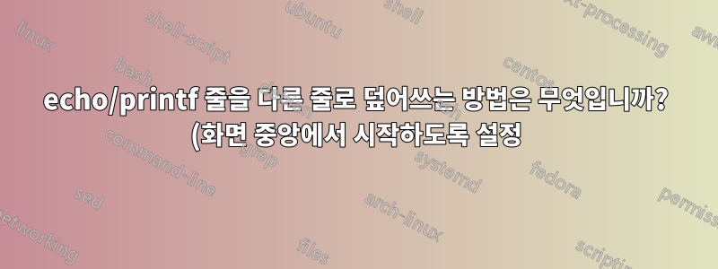 echo/printf 줄을 다른 줄로 덮어쓰는 방법은 무엇입니까? (화면 중앙에서 시작하도록 설정)