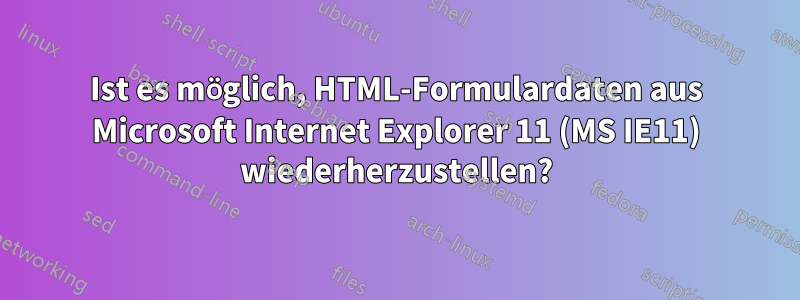 Ist es möglich, HTML-Formulardaten aus Microsoft Internet Explorer 11 (MS IE11) wiederherzustellen?