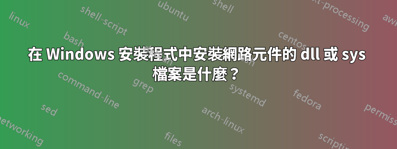 在 Windows 安裝程式中安裝網路元件的 dll 或 sys 檔案是什麼？