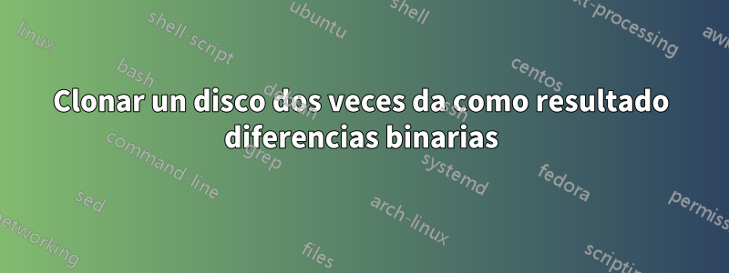 Clonar un disco dos veces da como resultado diferencias binarias