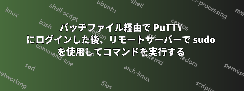 バッチファイル経由で PuTTY にログインした後、リモートサーバーで sudo を使用してコマンドを実行する