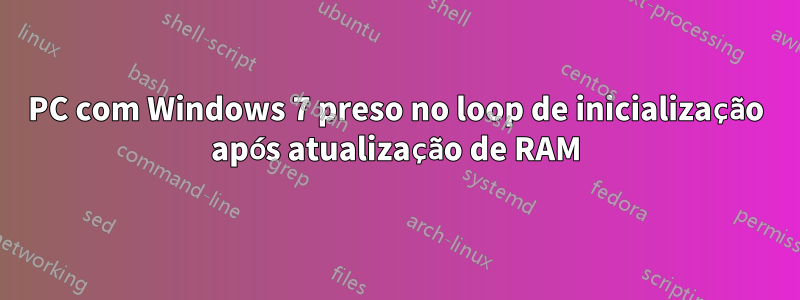PC com Windows 7 preso no loop de inicialização após atualização de RAM