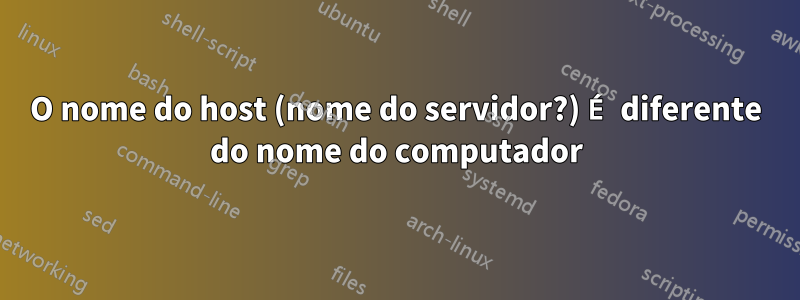 O nome do host (nome do servidor?) É diferente do nome do computador