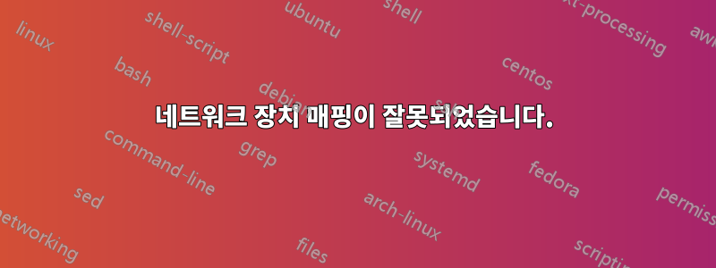 네트워크 장치 매핑이 잘못되었습니다.