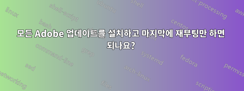 모든 Adobe 업데이트를 설치하고 마지막에 재부팅만 하면 되나요?