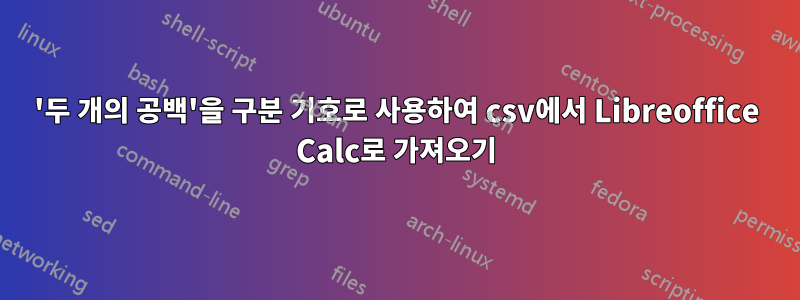 '두 개의 공백'을 구분 기호로 사용하여 csv에서 Libreoffice Calc로 가져오기