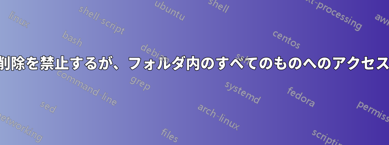 フォルダの削除を禁止するが、フォルダ内のすべてのものへのアクセスを許可する