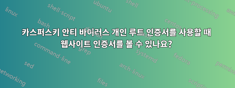 카스퍼스키 안티 바이러스 개인 루트 인증서를 사용할 때 웹사이트 인증서를 볼 수 있나요?