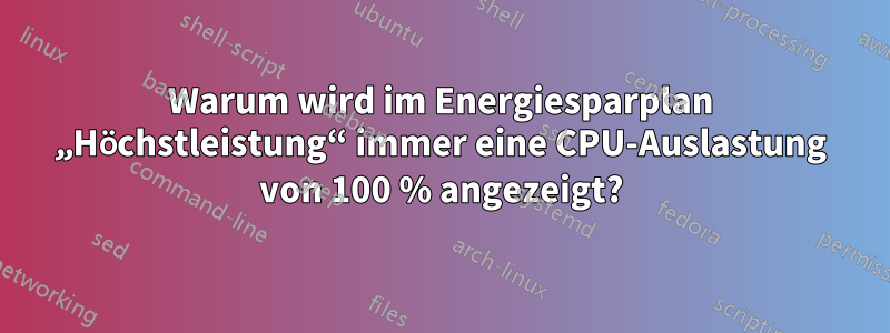 Warum wird im Energiesparplan „Höchstleistung“ immer eine CPU-Auslastung von 100 % angezeigt?