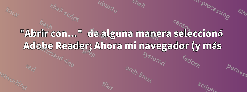"Abrir con..." de alguna manera seleccionó Adobe Reader; Ahora mi navegador (y más) está estropeado.