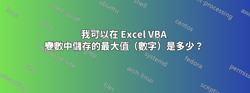 我可以在 Excel VBA 變數中儲存的最大值（數字）是多少？