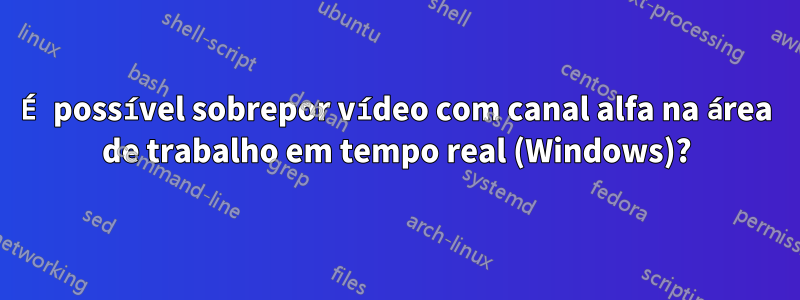 É possível sobrepor vídeo com canal alfa na área de trabalho em tempo real (Windows)?