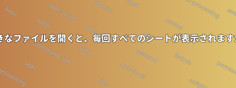 大きなファイルを開くと、毎回すべてのシートが表示されますか?