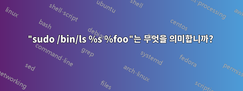 "sudo /bin/ls %s %foo"는 무엇을 의미합니까?