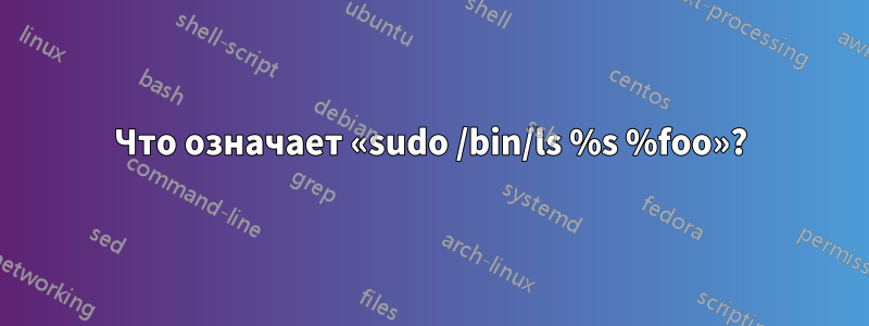 Что означает «sudo /bin/ls %s %foo»?