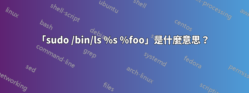 「sudo /bin/ls %s %foo」是什麼意思？