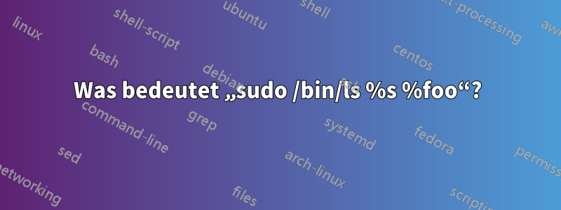 Was bedeutet „sudo /bin/ls %s %foo“?