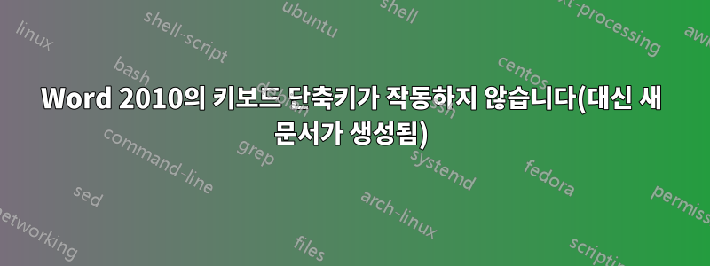 Word 2010의 키보드 단축키가 작동하지 않습니다(대신 새 문서가 생성됨)