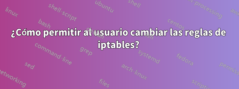 ¿Cómo permitir al usuario cambiar las reglas de iptables?