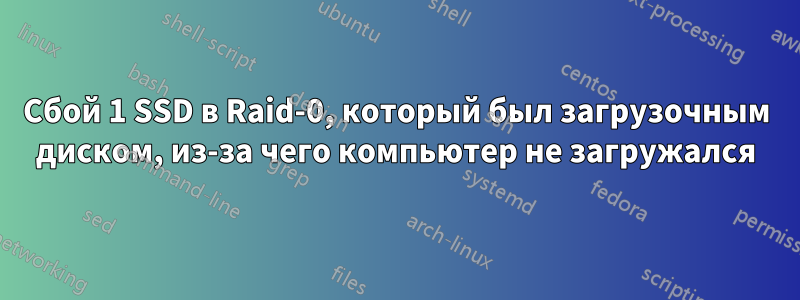 Сбой 1 SSD в Raid-0, который был загрузочным диском, из-за чего компьютер не загружался