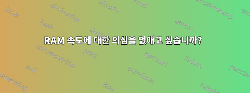 RAM 속도에 대한 의심을 없애고 싶습니까? 