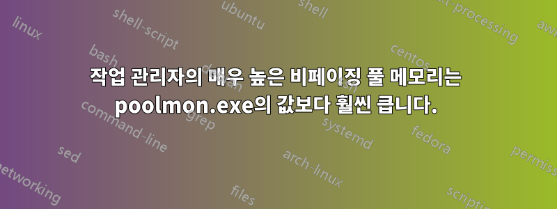 작업 관리자의 매우 높은 비페이징 풀 메모리는 poolmon.exe의 값보다 훨씬 큽니다.