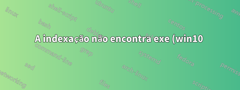 A indexação não encontra exe (win10)