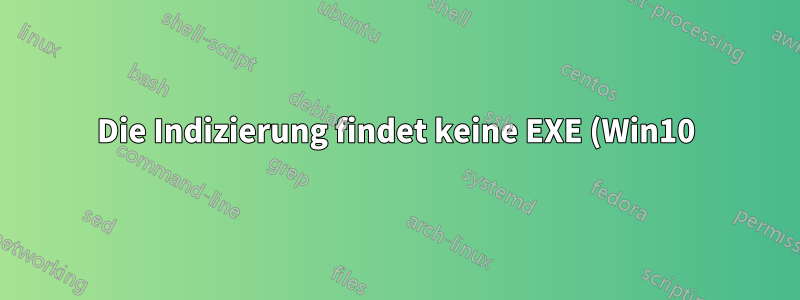 Die Indizierung findet keine EXE (Win10)