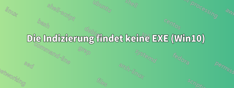 Die Indizierung findet keine EXE (Win10)
