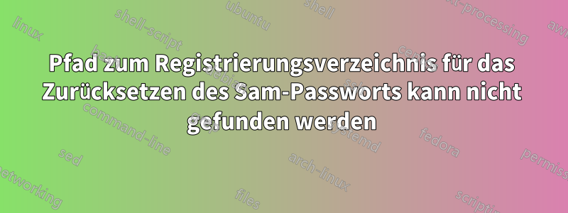 Pfad zum Registrierungsverzeichnis für das Zurücksetzen des Sam-Passworts kann nicht gefunden werden