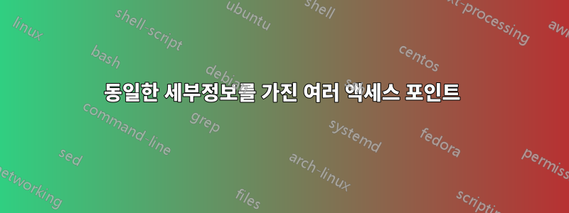 동일한 세부정보를 가진 여러 액세스 포인트