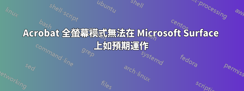 Acrobat 全螢幕模式無法在 Microsoft Surface 上如預期運作