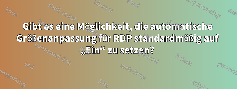 Gibt es eine Möglichkeit, die automatische Größenanpassung für RDP standardmäßig auf „Ein“ zu setzen?