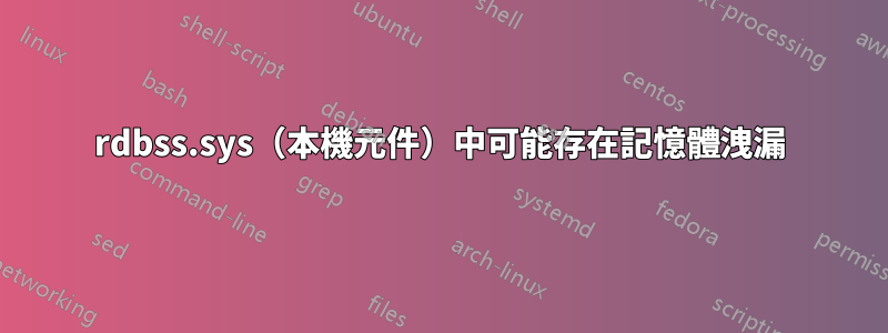 rdbss.sys（本機元件）中可能存在記憶體洩漏