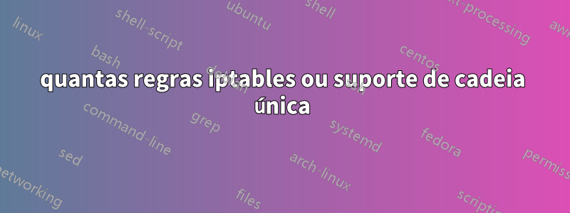 quantas regras iptables ou suporte de cadeia única