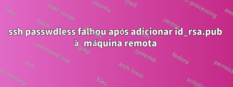 ssh passwdless falhou após adicionar id_rsa.pub à máquina remota