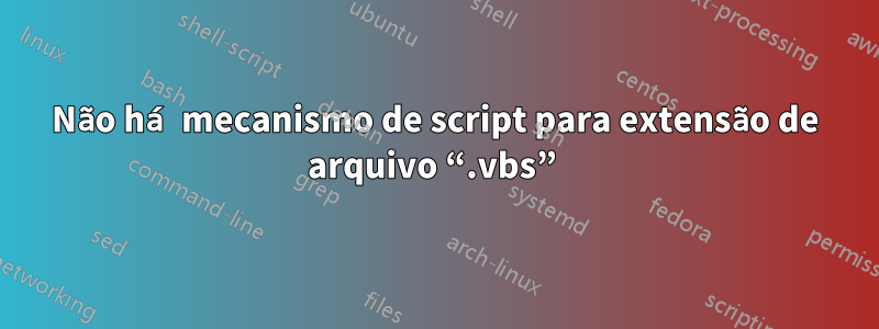 Não há mecanismo de script para extensão de arquivo “.vbs” 