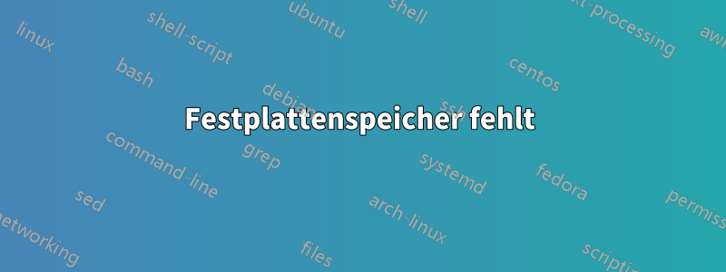 Festplattenspeicher fehlt