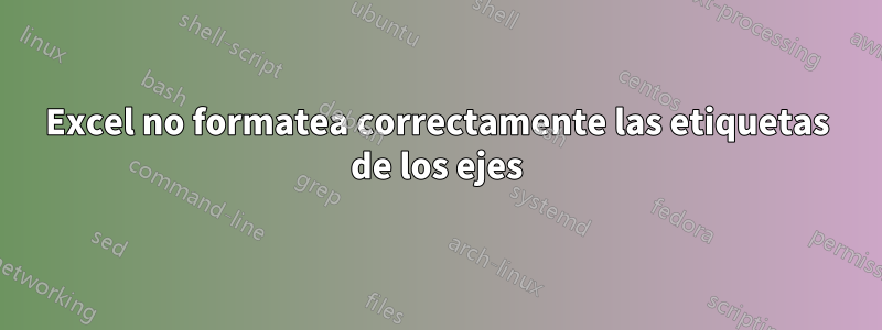 Excel no formatea correctamente las etiquetas de los ejes