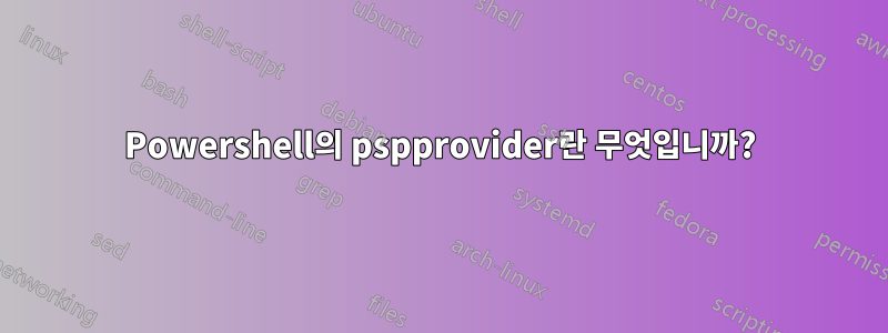 Powershell의 pspprovider란 무엇입니까?