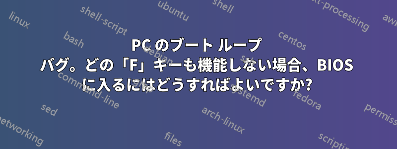 PC のブート ループ バグ。どの「F」キーも機能しない場合、BIOS に入るにはどうすればよいですか?